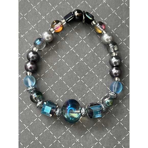 Glam Handmade Glass Pearls Bracelet Set Classy Unique Future-Core - Picture 1 of 3